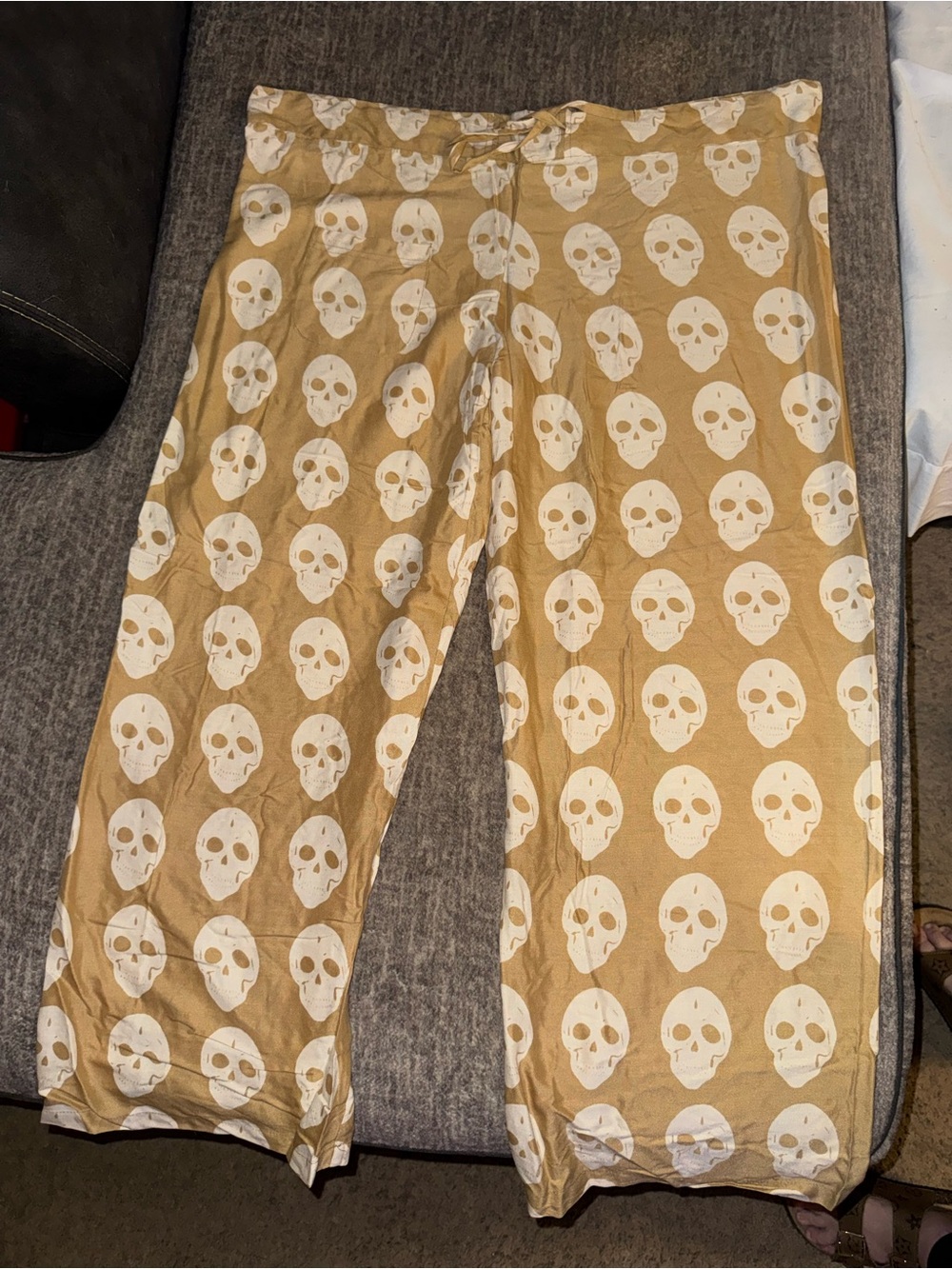 New Womens Skull Print Ankle Length Lounge Pants